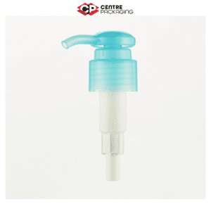 CP-SL-08-SCREW LOCK LOTION PUMP IN BABY BLUE WITH CENTRE PACKAGING LOGO