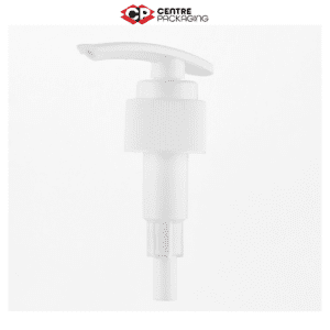 CP-SL-10 SCREW LOCK LOTION PUMP IN WHITE WITH CENTRE PACKAGING LOGO