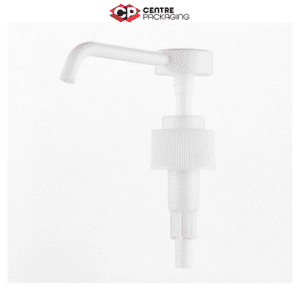 CP-SL-11 SCREW LOCK LOTION PUMP IN WHITE WITH LONG NOZZLE WITH CENTRE PACKAIGNG LOGO