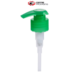 CP-SL-13-SCREW LOCK LOTION PUMP IN GREEN WITH CENTRE PACKAGING LOGO