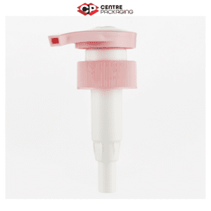 CP-SL-24-SCREW LOCK LOTION PUMP IN PINK WITH CENTRE PACKAGING LOGO