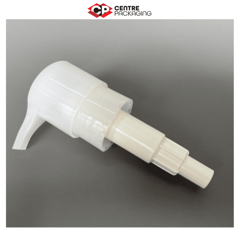 CP-SL-39-SCREW LOCK LOTION PUMP IN WHITE WITH CENTRE PACKAGING